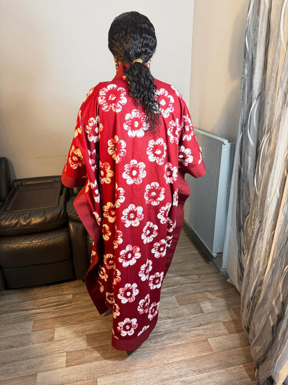 Grand Kimono Long  Femme wax Aso Oke Wax OX  Caftan  Tendance Pièce Rare 100% Coton