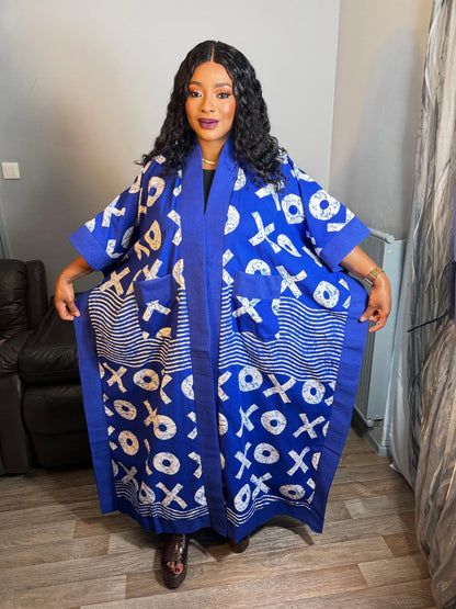 Grand Kimono Long   Femme Wax Aso Oke Wax OX  Caftan  Tendance Pièce Rare" 100% Coton