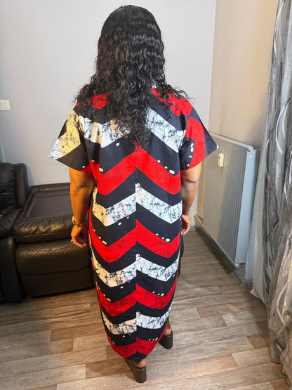 Robe Chemise" Wax Africain Robe Col Mao Wax 100%Coton
