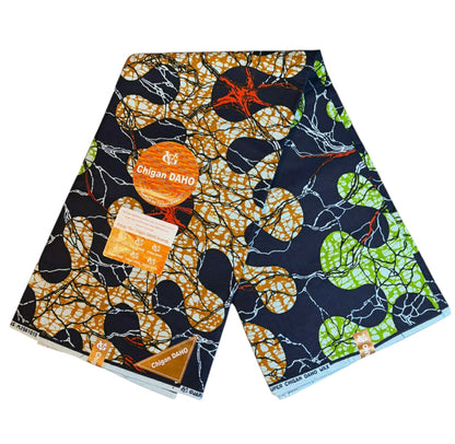 Tissus Wax Africain Ankara 1 à 6 yards Wax Chigan Daho 100% Coton Nouveau Design Marron Foncé