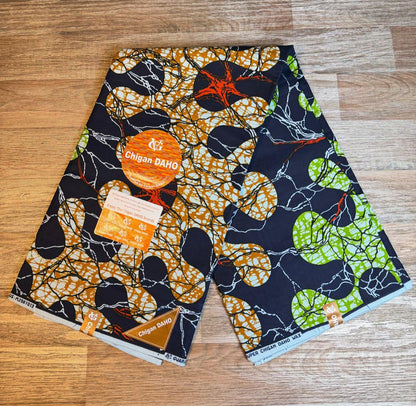 Tissus Wax Africain Ankara 1 à 6 yards Wax Chigan Daho 100% Coton Nouveau Design Marron Foncé
