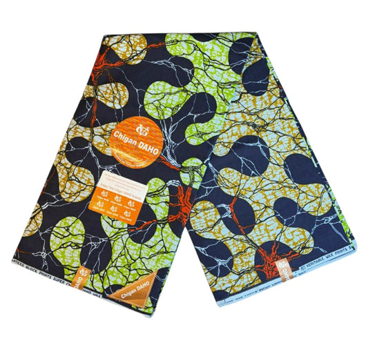 Tissus Wax Africain Ankara 1 à 6 yards Wax Chigan Daho 100% Coton couleur Clair"Nouveau Design