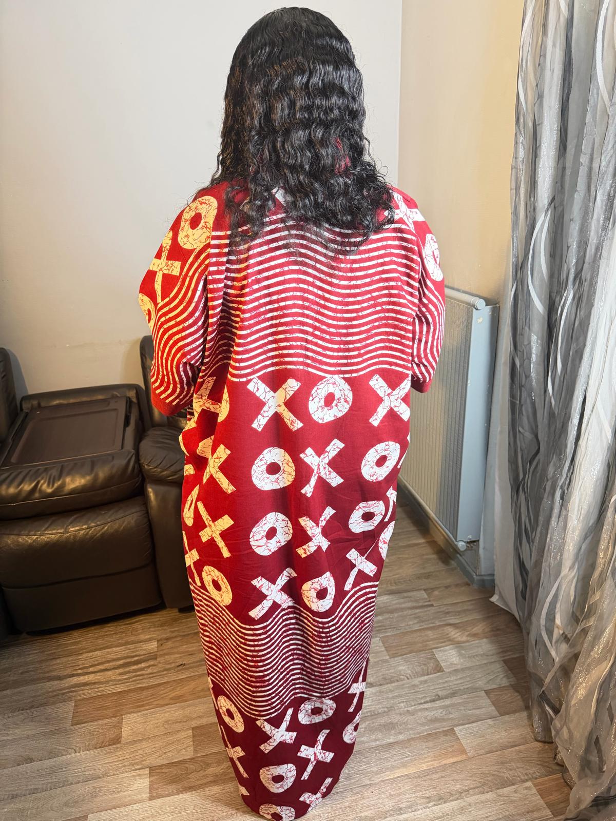 Robe Femme longue Aso Oke Wax OX" Pièce unique Caftan 100%Cton