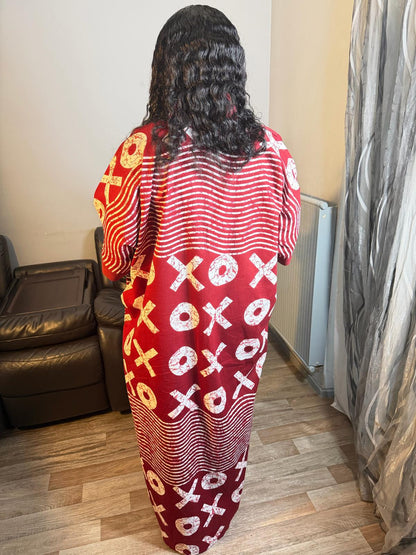 Robe Femme longue Aso Oke Wax OX" Pièce unique Caftan 100%Cton