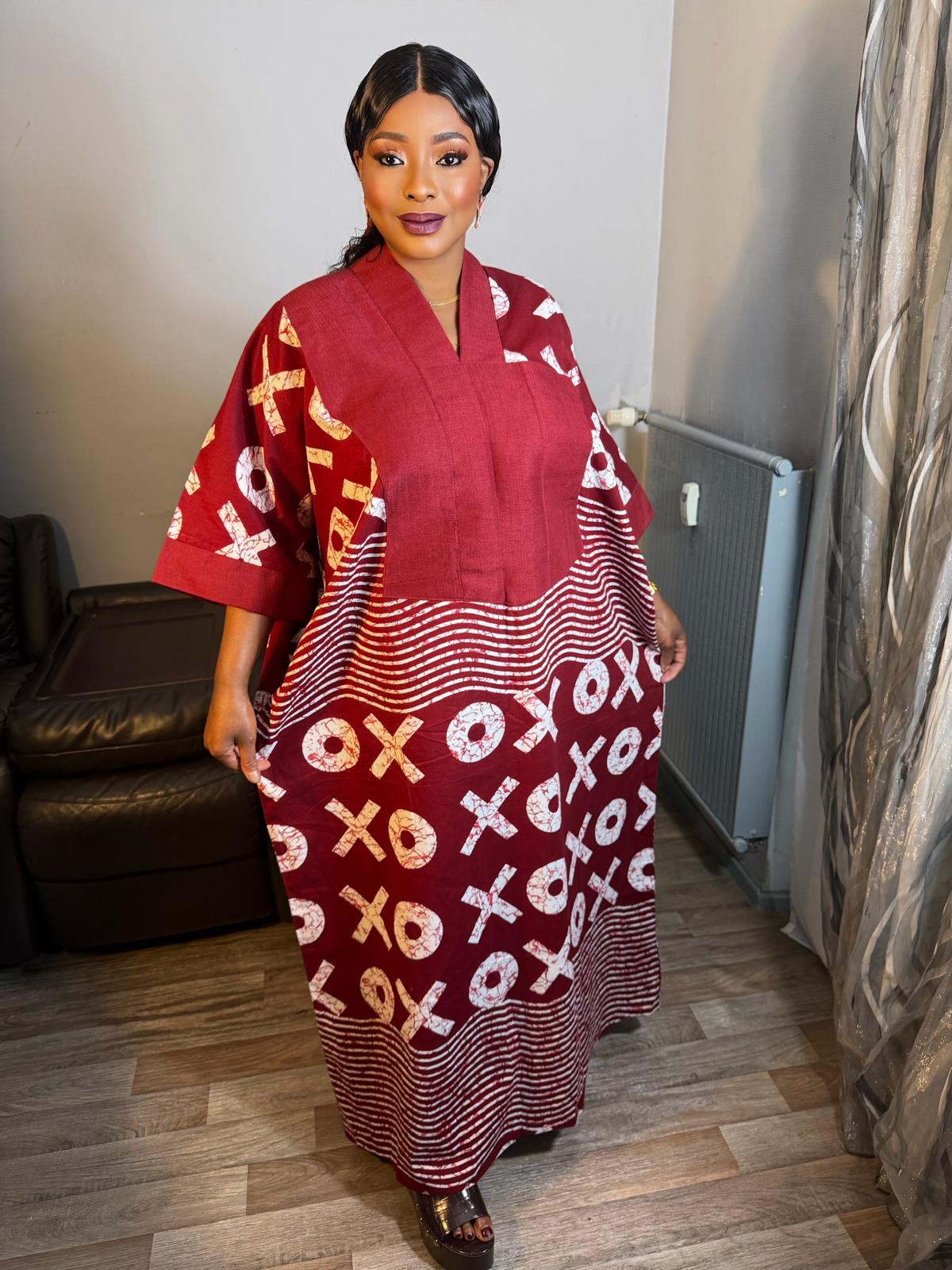 Robe Femme longue Aso Oke Wax OX" Pièce unique Caftan 100%Cton