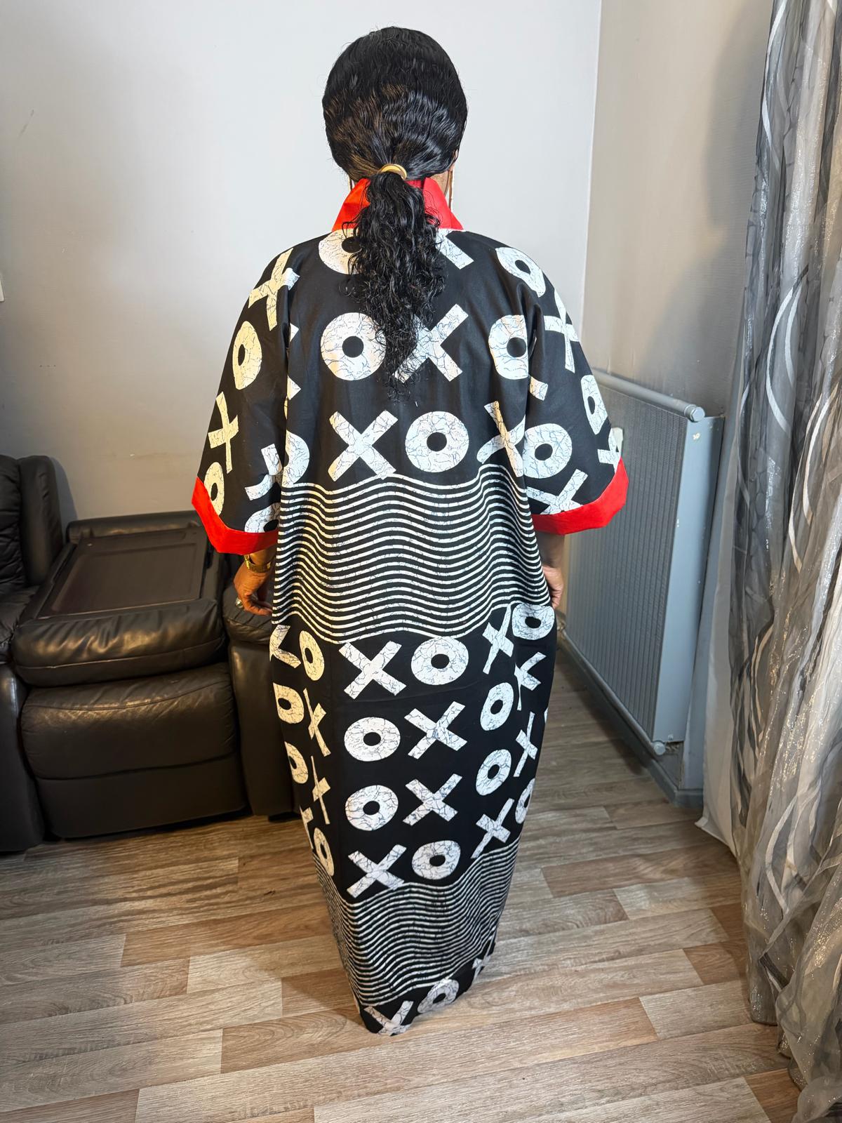 Robe Wax OX Duchesse Noir et Rouge Wax Ankara 100%Coton