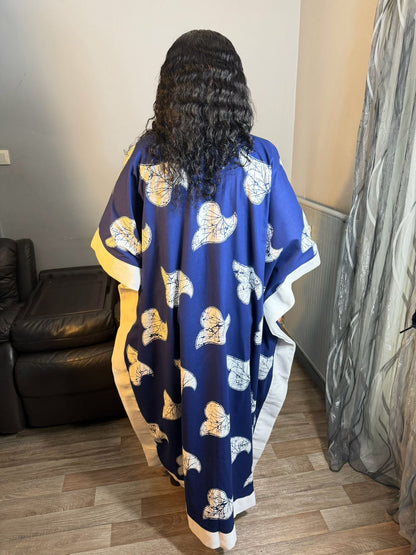 Grand Kimono Long Femme Wax Aso Oke Caftan Tendance Pièces Rare 100% Coton