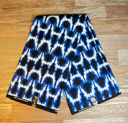 Tissus Wax 1 à 6 yards Wax Africain Wax 100 %Coton  Ankara Bleu