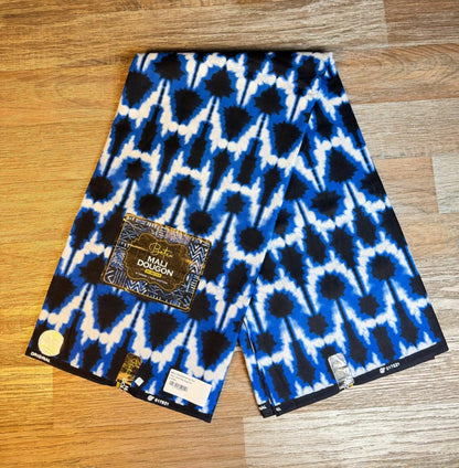 Tissus Wax 1 à 6 yards Wax Africain Wax 100 %Coton  Ankara Bleu