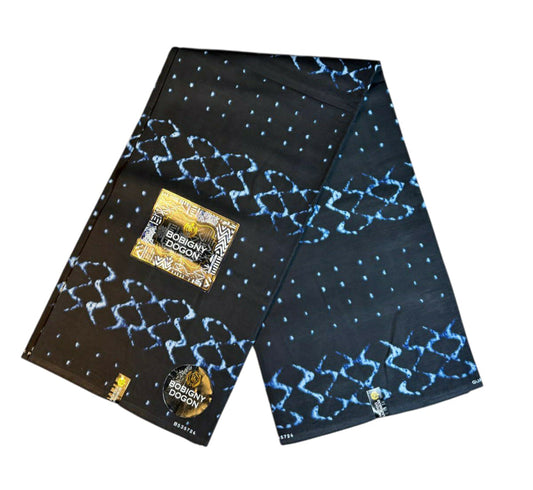 Tissus Wax Africain Ankara 1 à 6 yards Wax Mali Dogon Original By "Bobigny  100% Coton Bleu Marine