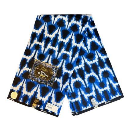 Tissus Wax 1 à 6 yards Wax Africain Wax 100 %Coton  Ankara Bleu