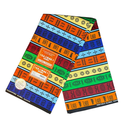Tissus Wax Africain Ankara 1 à 6 yards Wax "Global Fashion" 100% Coton