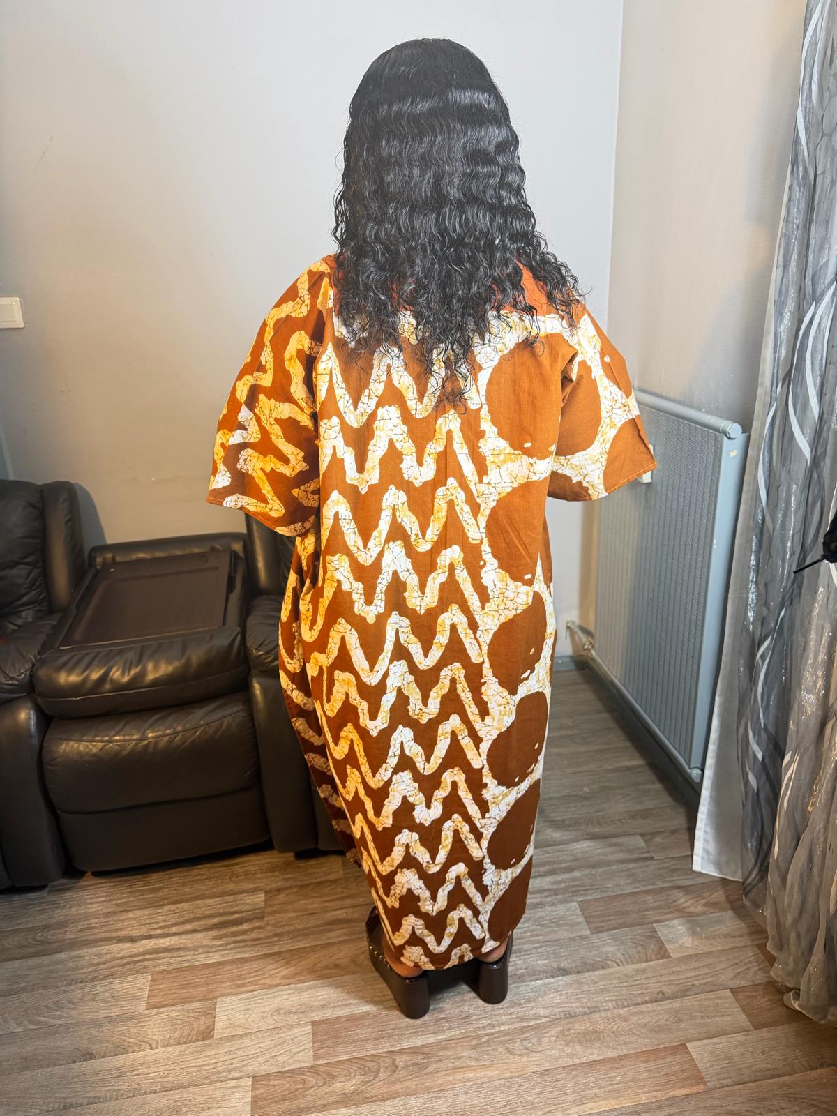 Robe Femme Longue Wax "Aso Oke Caftan 100% Coton