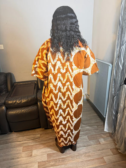 Robe Femme Longue Wax "Aso Oke Caftan 100% Coton