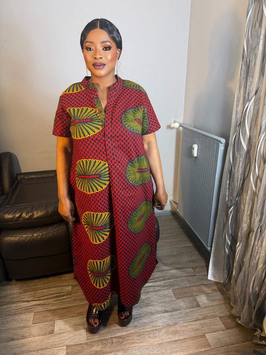 Robe Chemise Wax Africain Motifs Collection Robe Col Mao Wax 100% coton
