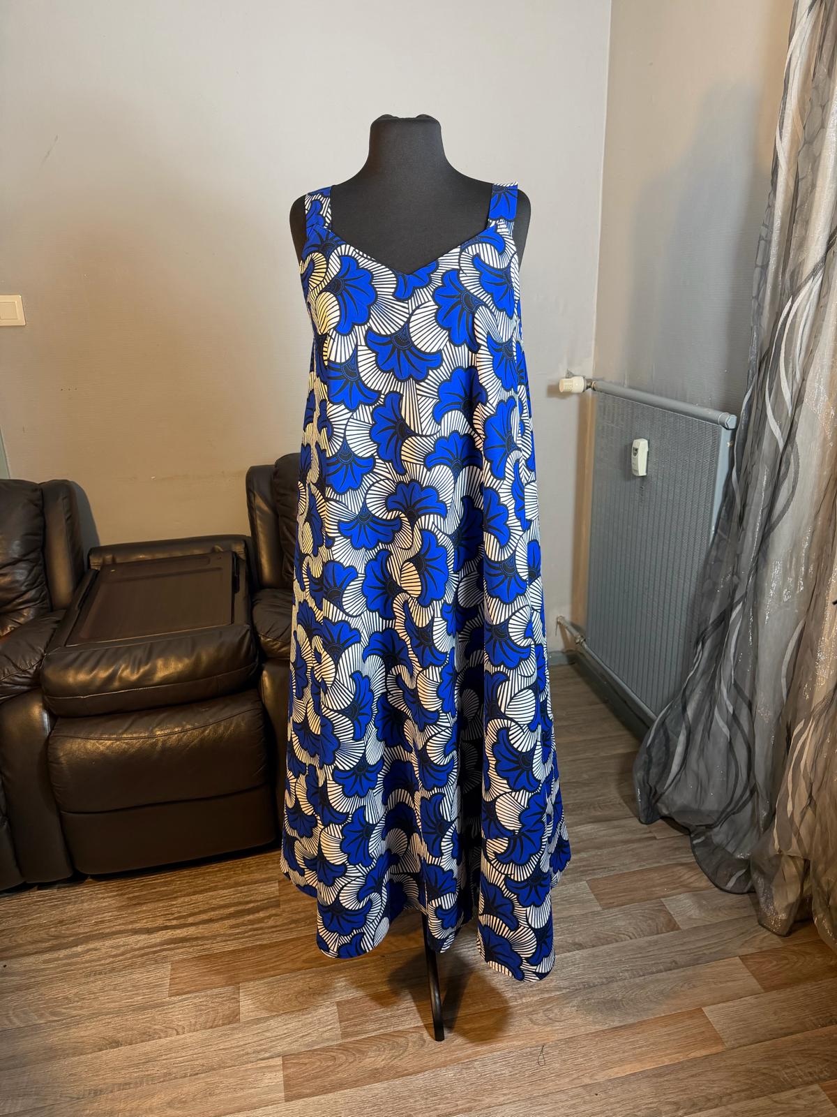 Robe Femme Wax Africain Wax Hitaget Ankara Robe  Ovale Longue Fleurs de Mariage