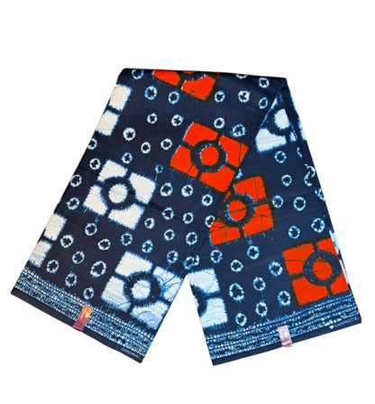 Tissus Wax 1 à 12 yards Wax Africain Wax 100% Coton Bleu Orange