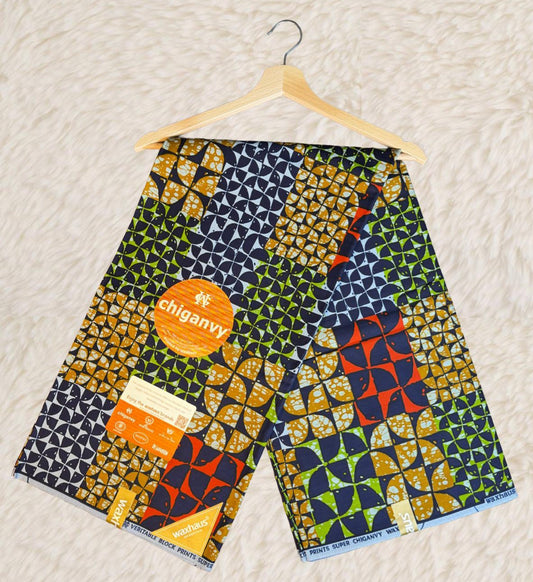 Tissus Wax Africain Ankara 6 yards Wax "Chiganvy" Premium 100% Coton  Design