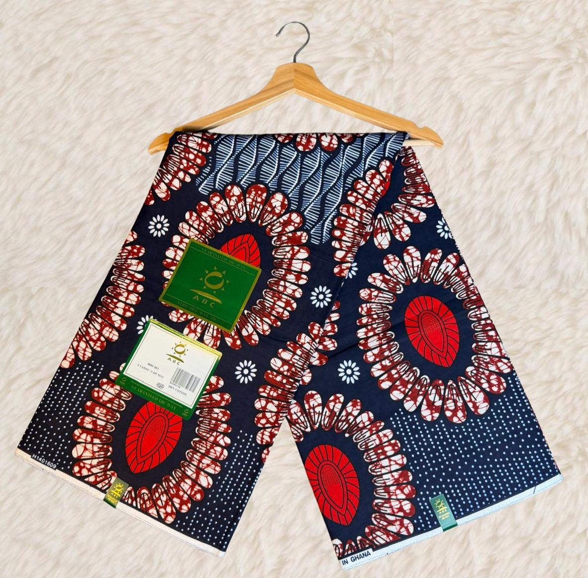 Tissus Wax Africain 6 yards Wax " ABC DU GHANA Original" Ankara 100% Coton