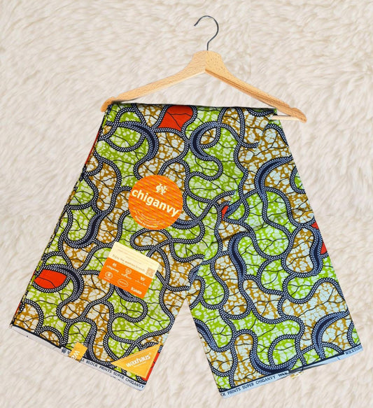 Tissus Wax Africain" Ankara 6 yards Wax Chiganvy"Premium 100% Coton" Design
