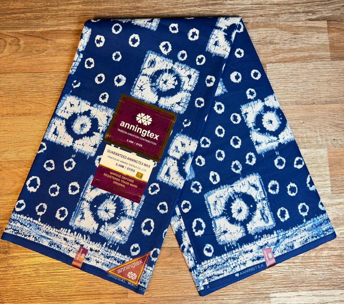 Tissus Wax 1 à 12 yards Wax Africain Wax 100 % Bleu