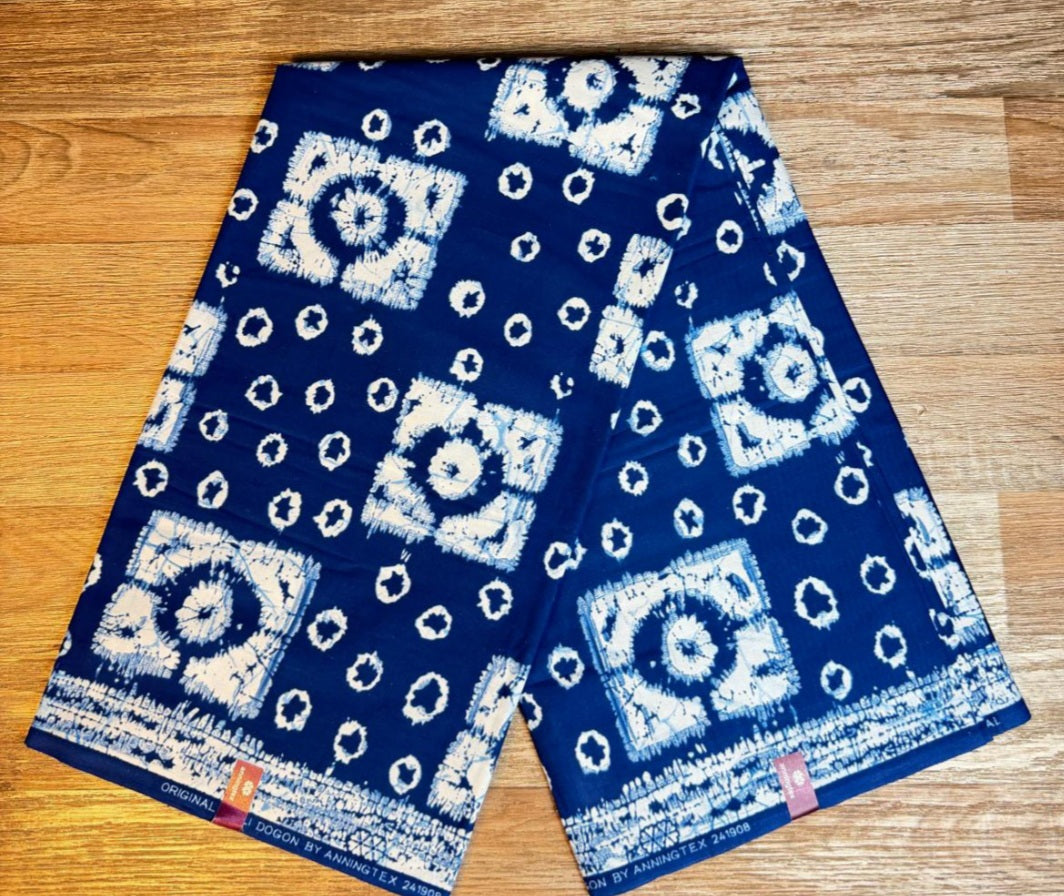 Tissus Wax 1 à 12 yards Wax Africain Wax 100 % Bleu