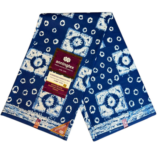Tissus Wax Africain Ankara 1 à 12 yards Wax" Mali Dogon" By Anningtex" 100% Coton Bleu