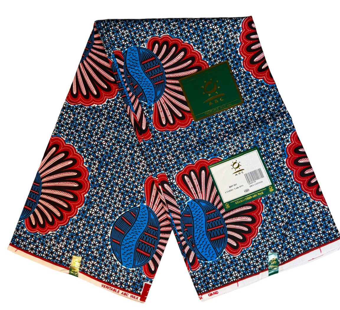 Tissus Wax Africain 6 yards Wax ABC" England  Original Ankara 100% Coton