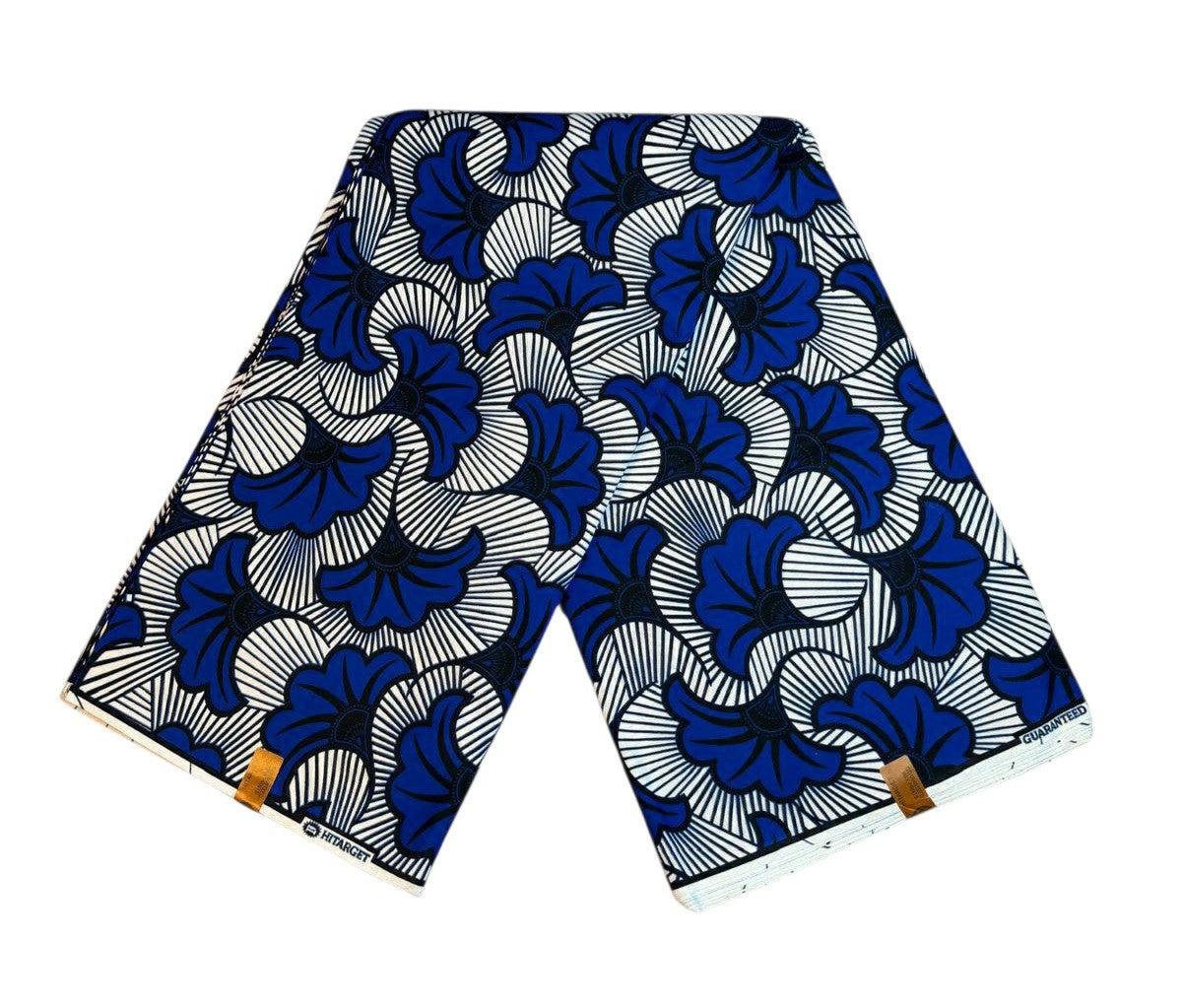 Tissus Wax 1 a 12 yards Wax Africain Wax 100% Coton Fleur de Mariage Bleu