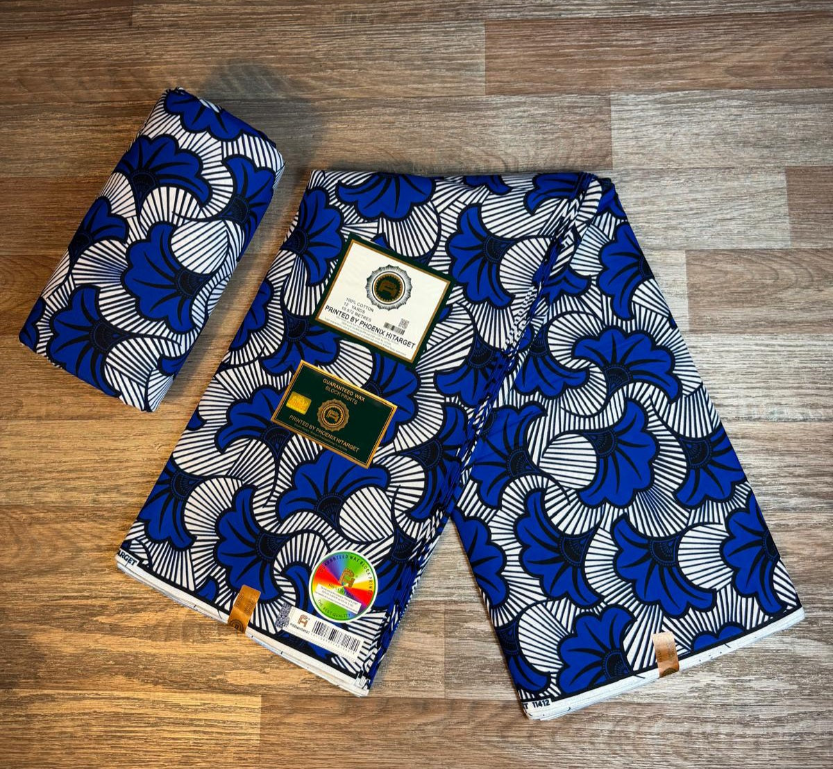 Tissus Wax 1 a 12 yards Wax Africain Wax 100% Coton Fleur de Mariage Bleu