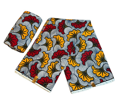 Tissu Wax 1 à 12 yards Wax Africain Wax 100 %Coton Ankara Fleur de Mariage  Rouge