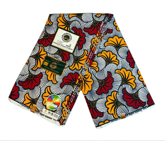 Wachsstoffe 1 bis 12 Yards. Marke "Hitarget" Wachs, hochwertiges Echtwachs, Muster: Rote Hochzeitsblumen