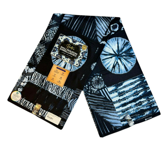 Tissus Wax Africain Ankara 1 à 6 yards Wax Mali Dogon Original By Betex 100% Coton Indigo Bleu