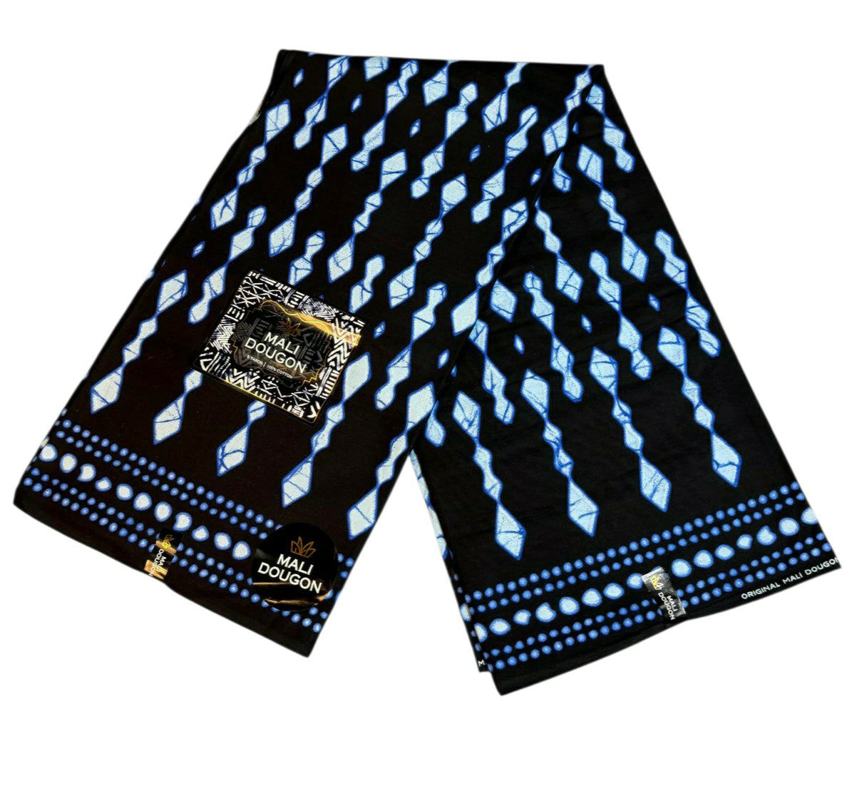 Tissus Wax Africain 1 à 6 yards Wax Mali Dogon Original 100% Coton Indigo Bleu