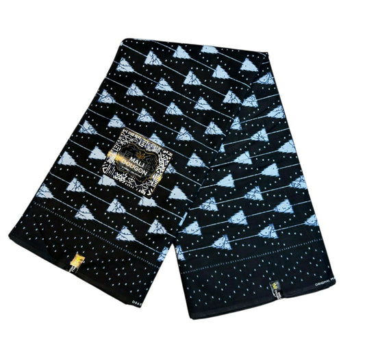 Tissus Wax Africain Ankara 1 à 6 yards Wax Mali Dogon Original 100% Coton Indigo Bleu