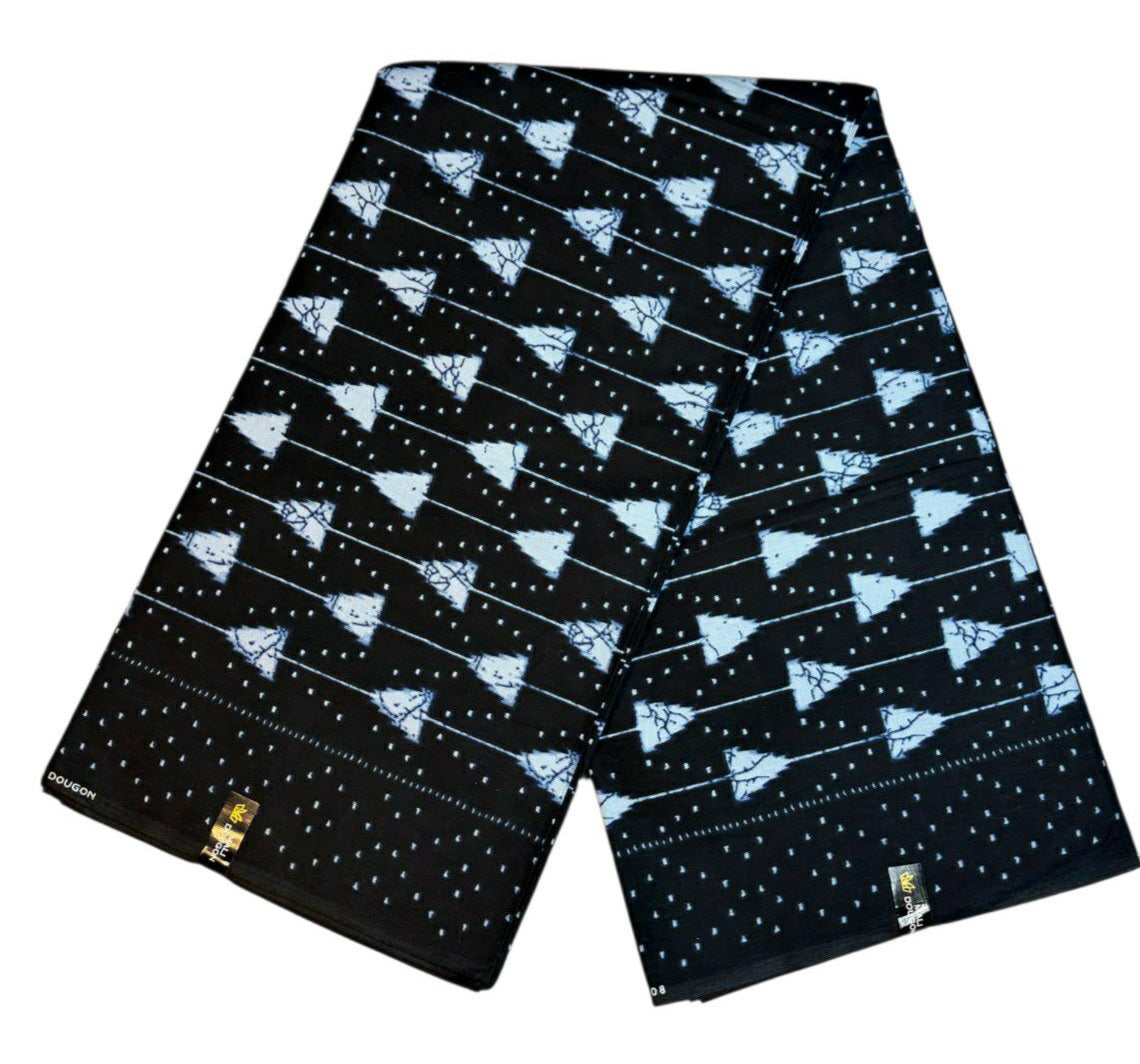 Tissus Wax Africain  1 à 6 yards Wax Mali Dogon Original 100% Coton Indigo Bleu