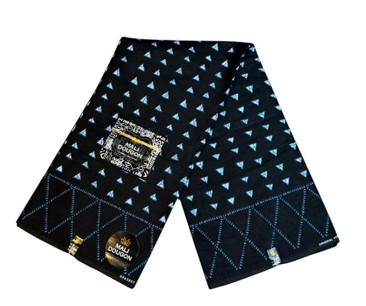 Tissus Wax Africain Ankara 1 à 6 yards Wax Mali Dogon Original 100% Coton Indigo Bleu