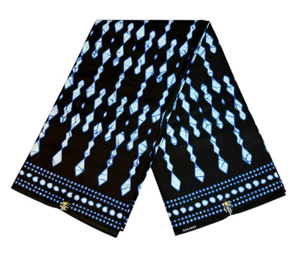 Tissus Wax Africain 1 à 6 yards Wax Mali Dogon Original 100% Coton Indigo Bleu