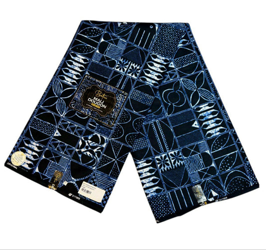 Tissus Wax Africain Ankara 1 à 6 yards Wax Mali Dogon Original 100% By Betex Indigo Bleu
