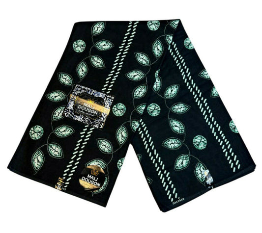 Tissus Wax Africain Ankara 1 à 6 yards Wax Mali Dogon Original 100% Coton Indigo Verte