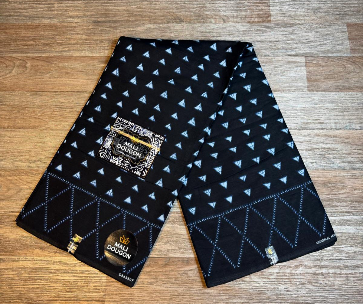 Tissus Wax  1 à 6 yards Wax Africain Wax 100% Coton Indigo Bleu