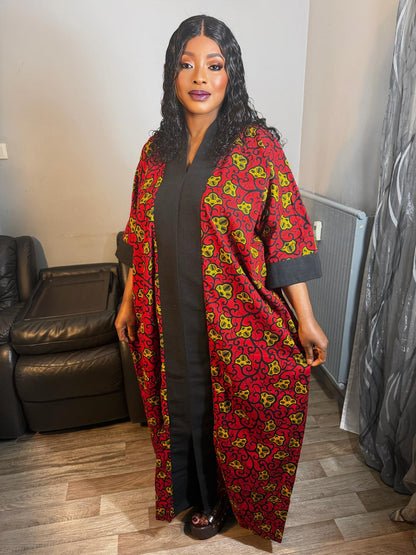 Robe Femme Longue Wax Africain" Wax Et  Aso Oké "  Ankara 100% Coton