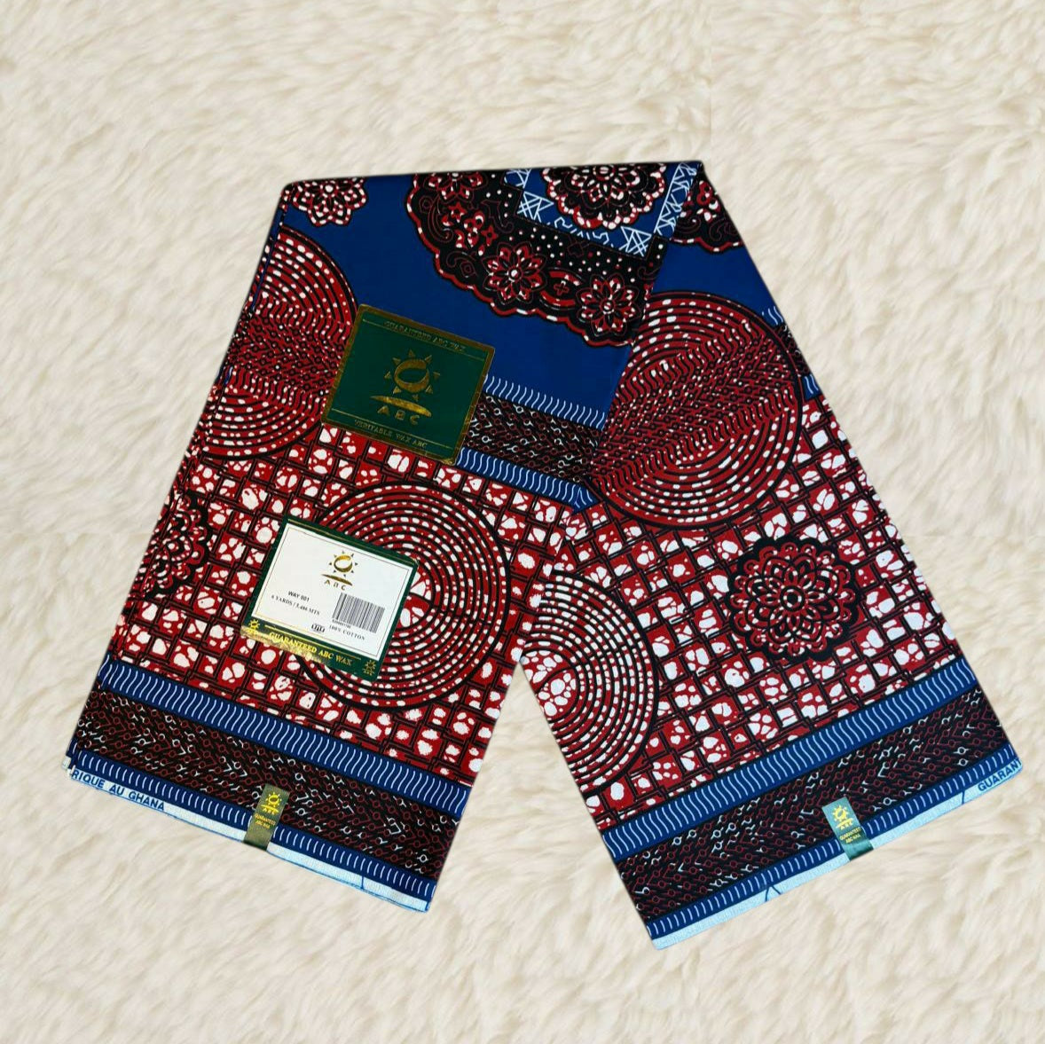 Tissus Wax Africain 6 yards Wax " ABC DU GHANA Original" Ankara 100% Coton