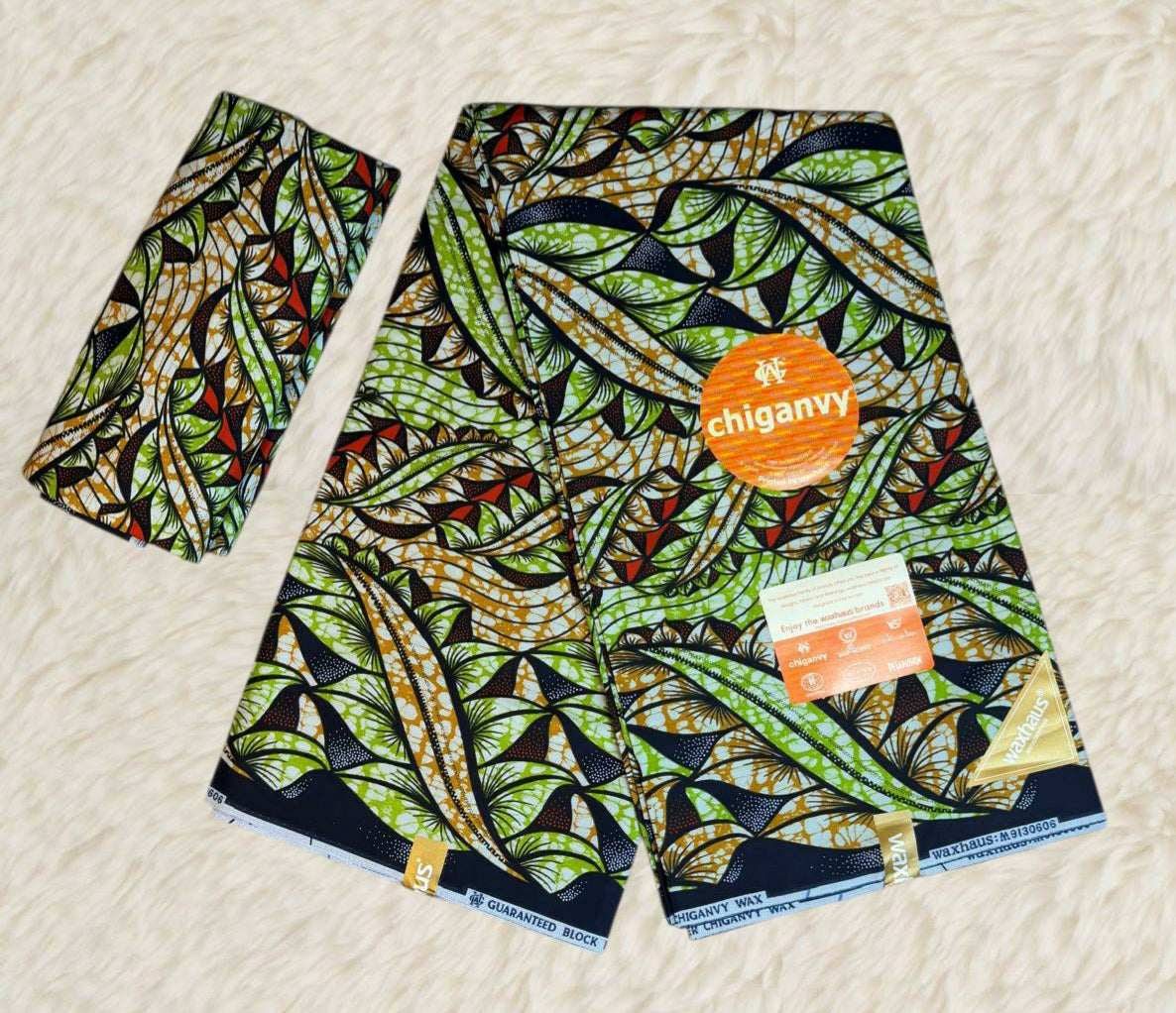 Tissus Wax Africain Ankara 6 yards Wax "Chiganvy" Premium 100% Coton"