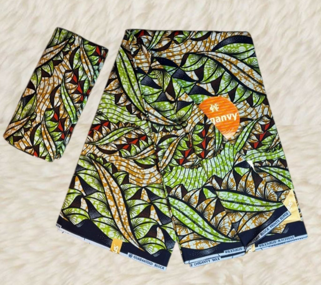 Tissus Wax Africain Ankara 6 yards Wax "Chiganvy" Premium 100% Coton"