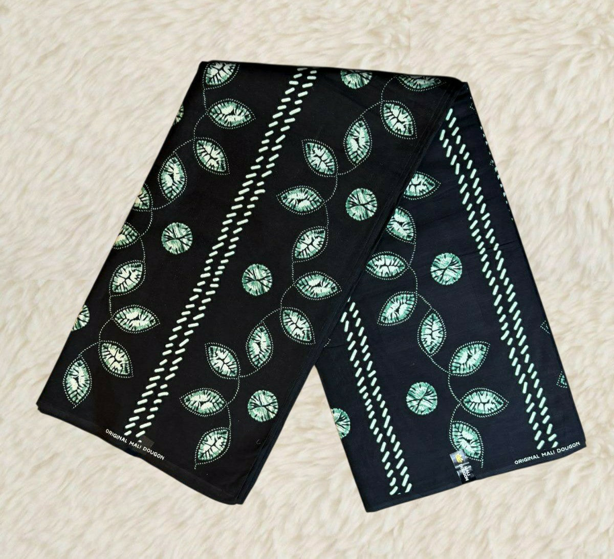 Tissus Wax Africain  1 à 6 yards Wax Mali Dogon" 100% Coton Indigo Verte