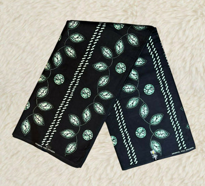 Tissus Wax Africain  1 à 6 yards Wax Mali Dogon" 100% Coton Indigo Verte