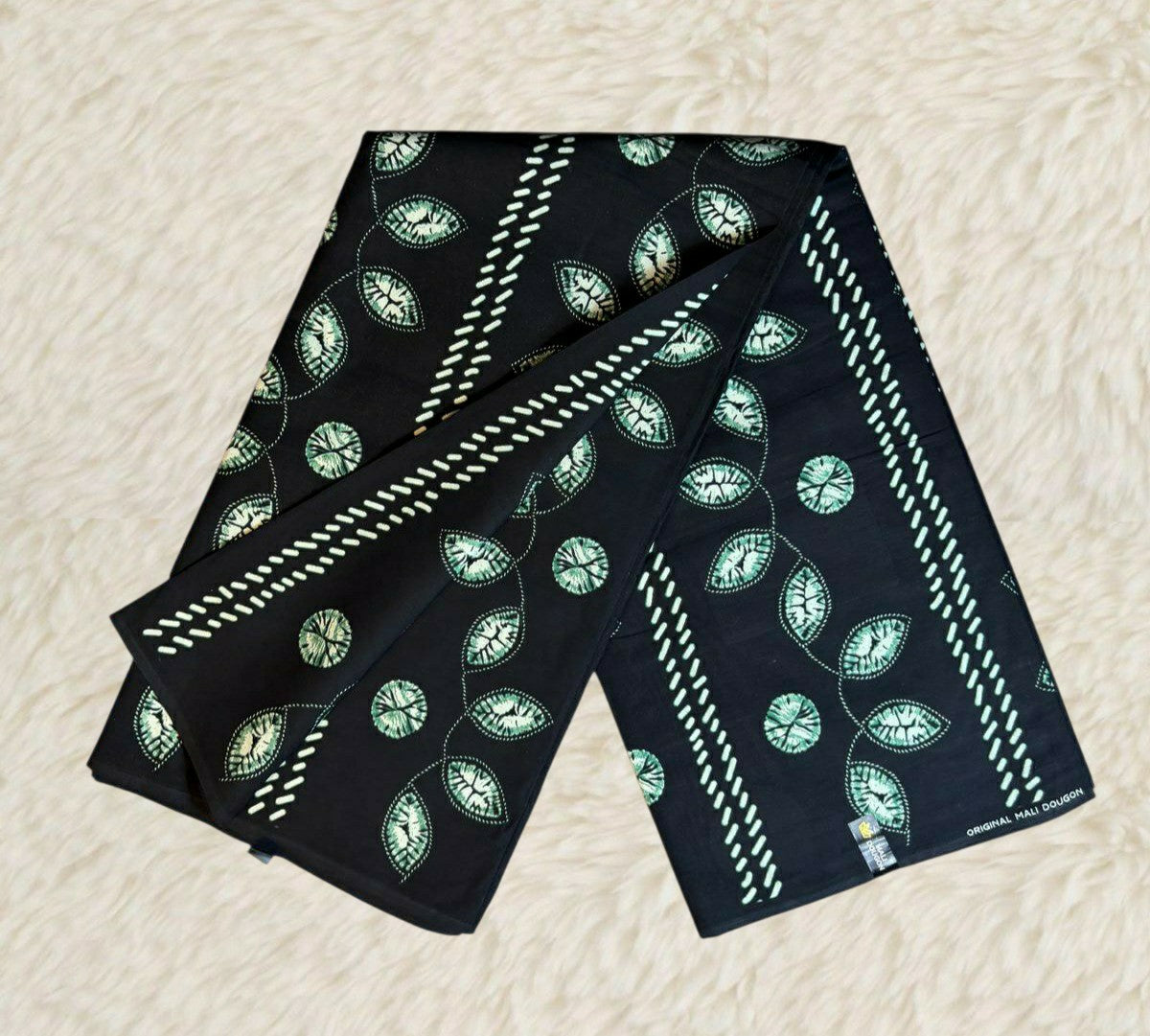 Tissus Wax Africain  1 à 6 yards Wax Mali Dogon" 100% Coton Indigo Verte