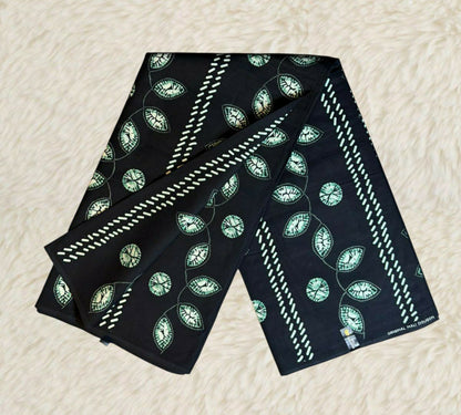 Tissus Wax Africain  1 à 6 yards Wax Mali Dogon" 100% Coton Indigo Verte