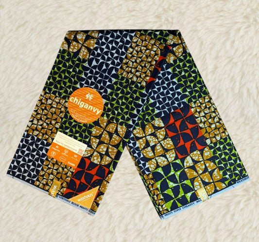 Tissus Wax Africain Ankara 6 yards Wax "Chiganvy"  100% Coton